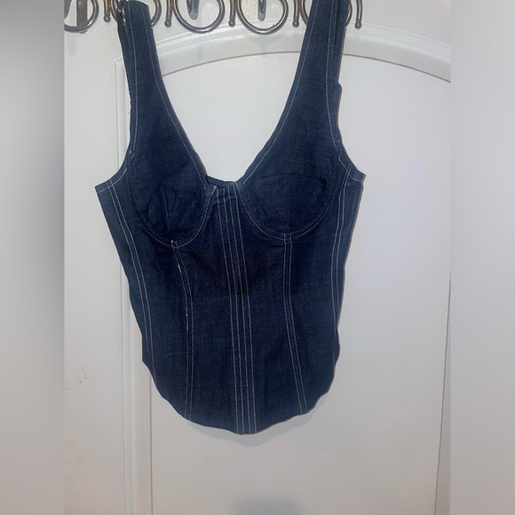 New! Superdown Aida Denim Bustier in Dark Wash 💙 Small NWT! - Picture 9 of 12